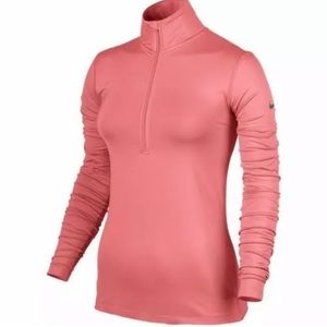 NIKE Dri Fit pro 1/2 zip pullover in Sunblush
